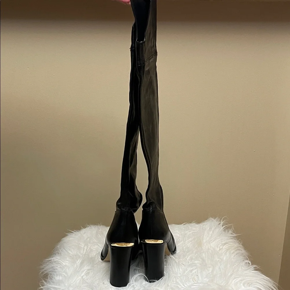 Michael Kors Black Over-The-Knee Leather Boots